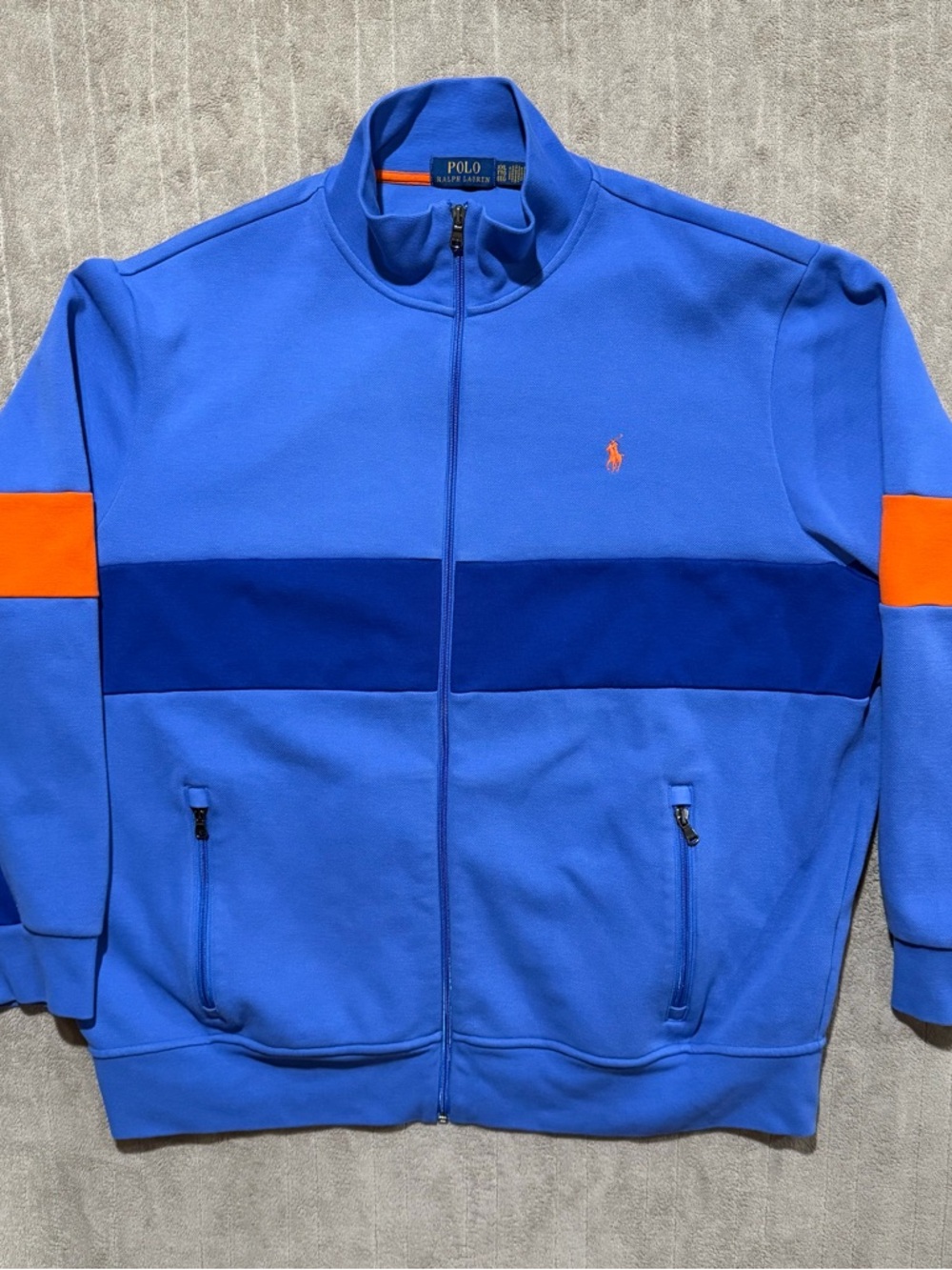 Polo Ralph Lauren Double Knit Mesh Track Jacket XXL Retail $148 Color Block Blue